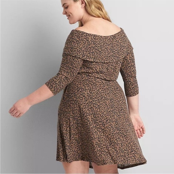 Lane Bryant Animal Cheetah Print Off the Shoulder Stretch Dress 18/20 NWT - Picture 5 of 13